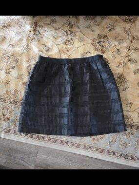 Ann Taylor Factory Black Textured A-Line Mini Skirt
